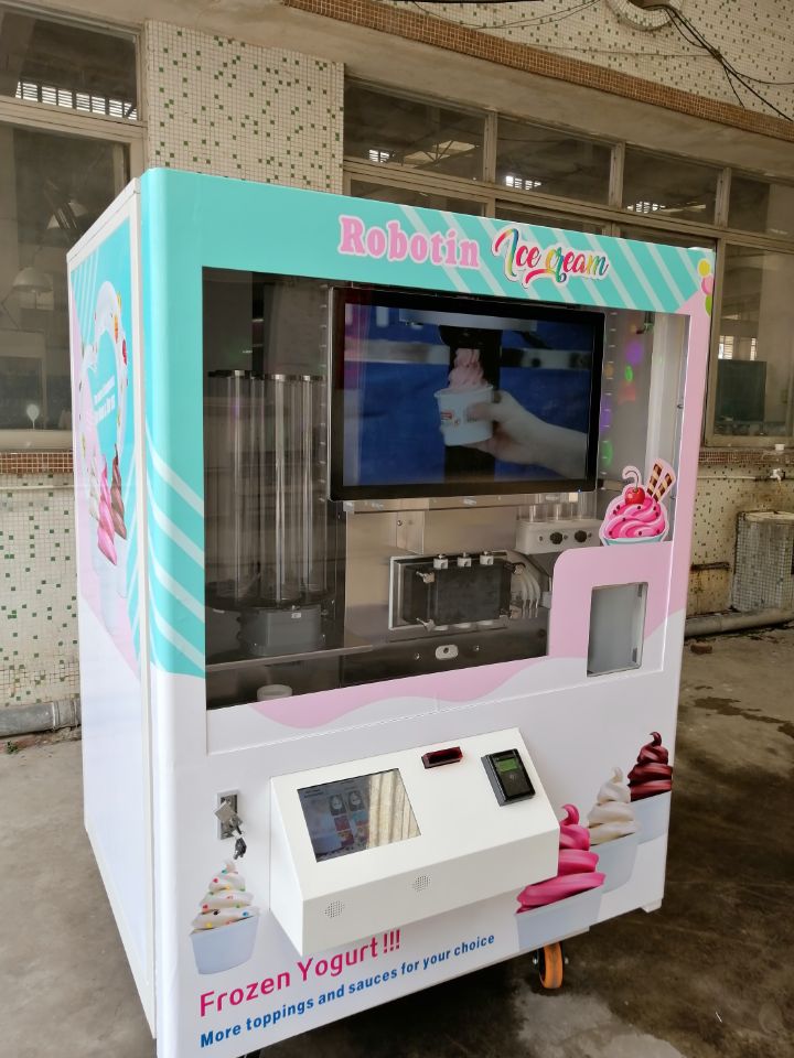 Robot que hace la máquina expendedora de yogur congelado