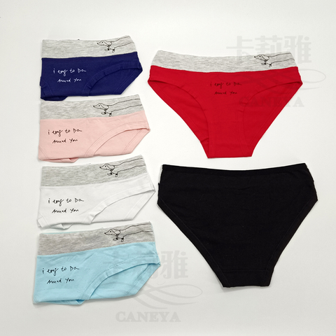 Cintura ancha dúplex y patrón lindo Impreso Algodón Cómodo Transpirable Ropa interior de mujer de talla grande