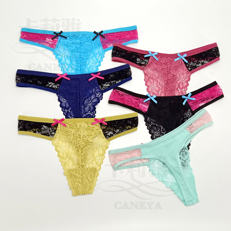 Ropa interior sexy para mujer Bragas de encaje de malla hueca Calzoncillos de mujer de cintura baja 