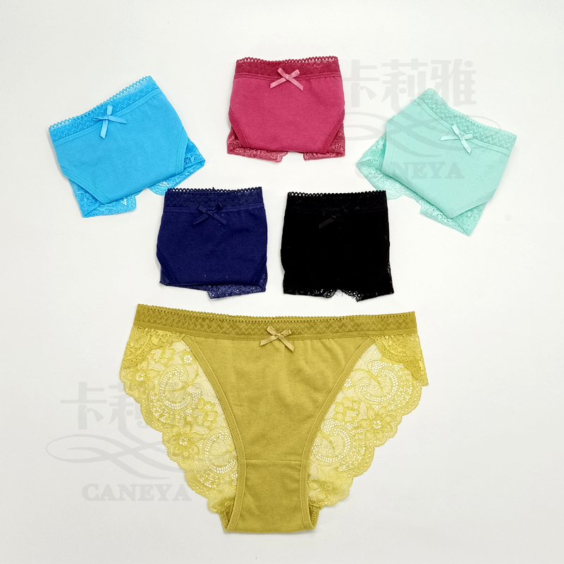 Ropa interior de algod&oacute;n con cintura de encaje